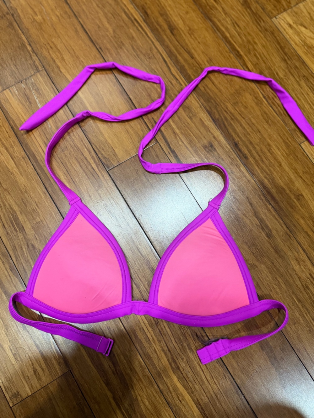 PINK Victoria's Secret Bright Pink & Magenta Triangle Bikini Top M